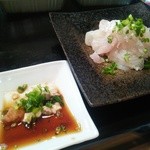 かわなみ鮨 - 黒鯛刺身(肝ポン酢付き)