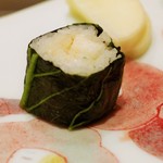 鮨 井上 - 山芋の広島菜巻き