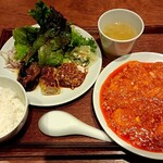 chinois 火華 - 海老のチリソース煮定食　1450円