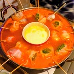 炭火串焼 焼き鳥×野菜巻き串 もちの木 - 野菜串チーズフォンデュ鍋2人前