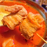 炭火串焼 焼き鳥×野菜巻き串 もちの木 - 野菜串チーズフォンデュ鍋のしいたけ肉巻き串