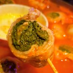 炭火串焼 焼き鳥×野菜巻き串 もちの木 - 野菜串チーズフォンデュ鍋のレタス肉巻き串