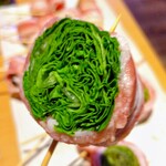 炭火串焼 焼き鳥×野菜巻き串 もちの木 - 野菜串チーズフォンデュ鍋のレタス肉巻き串