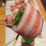 炭火串焼 焼き鳥×野菜巻き串 もちの木 - 野菜串チーズフォンデュ鍋の万ねぎ肉巻き串