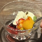 牛の達人 - 本日のデザート/カッサータ　スプーンがスコップ形で可愛い♡