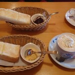 珈琲所コメダ珈琲店 - 左上モーニング③、右上蜂蜜オーレウインナー660円、右下モーニング②、右下ウインナーコーヒー620円