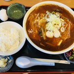萩ノ宮製麺所 - 半ライスに激辛あんかけタンメン