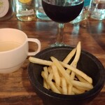 カンティーナ エルボラーチョ - タコスセット　フライドポテトとスープ付き　赤ワイン