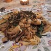 ミッドビレッジ - エビ・山菜・きのこのパスタ