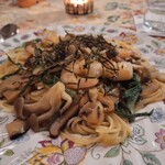 ミッドビレッジ - エビ・山菜・きのこのパスタ