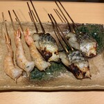 串焼き居酒屋ゴバン - 串焼き:海老/サバ塩麹漬け