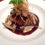サリュー - 揚げ茄子の穴子巻、牛蒡のフリット&ペースト添え バルサミコソース        2014-11