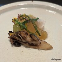 じき 宮ざわ - 焼鱧､舞茸､シャインマスカットとデラウェアの柑橘ジュレ掛け