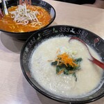 トマトラーメンと辛めん 三味 - 豆乳ラーメン¥390