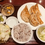 サンコウエンチャイナ・カフェ アンド ダイニング - 大餃子定食　五穀米大盛り　サラダ大盛り