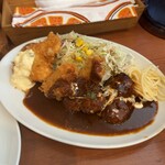 洋食 みやもと - 日替わりランチ(ハンバーグ、ヒレカツ、魚フライ)