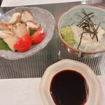 松吟庵 - いぶりがっこチーズと湯葉刺身