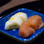 北新地 湯木 - 白菜漬、湯木の明太子