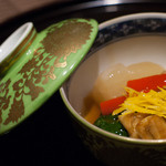 北新地 湯木 - 焚合　焼き穴子と蕪、海老芋