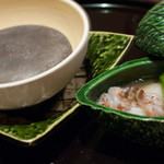 北新地 湯木 - 石焼　車海老、帆立貝柱