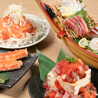 北海道ならではの鮮度◎刺身や60㎝のロングユッケ寿司を満喫！