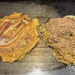 味乃家 - お好み焼き 味乃家ミックス ＆ 焼きそば 牛肉入り
