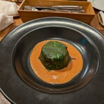 トラットリア カンパーナ ジロウマル - エビとホタテの入ったツルムラサキの、、