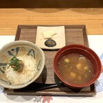 住茂登 - 琵琶湖のなめろう茶漬け、味噌汁、香の物