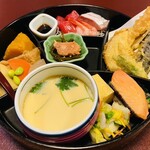 かき忠 - ちょい飲みセット、天ぷら、刺身、煮物、焼魚、だし巻き卵、茶碗蒸しなど