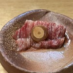 和洋酒菜 ひで - 馬刺し　葉にんにく　醤油漬け