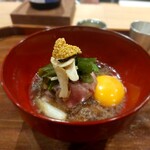 料理や まつもとけんじ - 黒毛和牛と松茸のすき焼き風