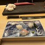 鮨 さえ喜 - 明石のもみじ鯛　長崎のくえ