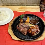 ステーキ＆ハンバーグ ひげ - 荒挽きハンバーグ＆ハンキングテンダー（サガリ）