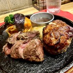 ステーキ＆ハンバーグ ひげ - 荒挽きハンバーグ＆ハンキングテンダー（サガリ）