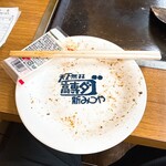 高専ダゴ 新みつや - とはいえ、佐賀の体格ブラザーズ、いや親子にかかれば綺麗さっぱり胃袋の中へ。ご馳走様でした次来る時は焼きそばも頼もう。