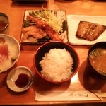 Jikkan - 焼き魚定食（鰆の自家製味噌漬け焼きと本日の刺身）