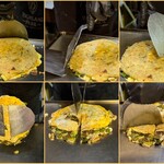 壺味 - ねぎ焼きレシピ⑤再び周りを丁寧に形づくる。ひっくり返してカット。