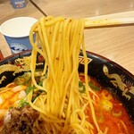 時雨製麺所 - 辛シビたんたんめん、麺リフトアップ