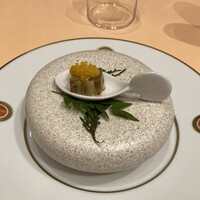 リストランテ ル・ミディ ひらまつ - 大阪茄子と生ハムのテリーヌ　卵黄のからすみとロゼバルサミコ