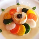 2014.11.  帆立貝のモザイク仕立て オシェトラキャビア添え