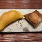 廣澤 - 岩手産松茸と車海老パイ、カマスと中国産松茸の春巻き