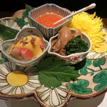 青華こばやし - 26年11月　蟹黄味酢、牡蠣、筋子