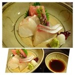 竹葉亭 - お刺身・・カンパチ・鯛・マグロ・・普通に美味しいですよ。