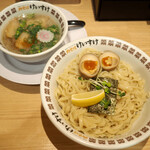 肉そば けいすけ - つけ麺 味玉入り + 麺大盛り