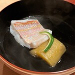 温石 - イトヨリダイと焼き茄子のお椀です