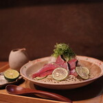 ふくの緒 - もどり鰹と酢橘のぶっかけ