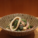 こころや - スルメイカとわけぎと若芽のぬた