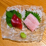 日本酒と個室居酒屋 農家の慶 - 本まぐろ二種盛り食べ比べ