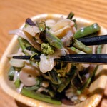 日本酒と個室居酒屋 農家の慶 - アサリと野菜の柚子味噌和えリフト