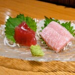 日本酒と個室居酒屋 農家の慶 - 本まぐろ二種盛り食べ比べ